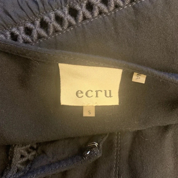 Ecru Isabel Black Boho Eyelet Long Sleeve Blouse | Top Size S - Picture 6 of 9